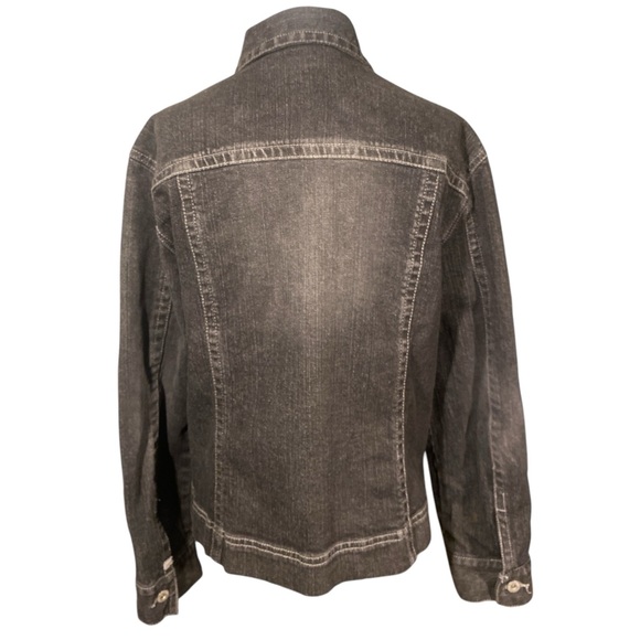 Chicos Platinum Jacket Women’s 1 (Medium) Black Denim Pockets Stretch Classic - Picture 4 of 13